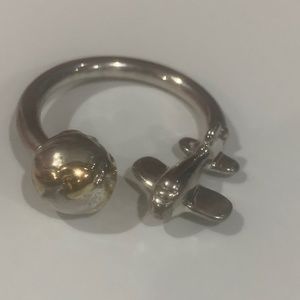 NIB Rare Vintage Air France Sterling Silver & Gold Plated Keychain